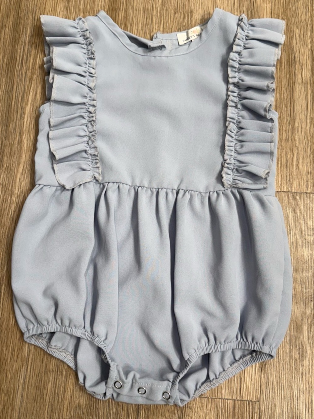 Bailey’s Blossoms 3T Baby Blue Ruffle Bubble Romper NWOT
